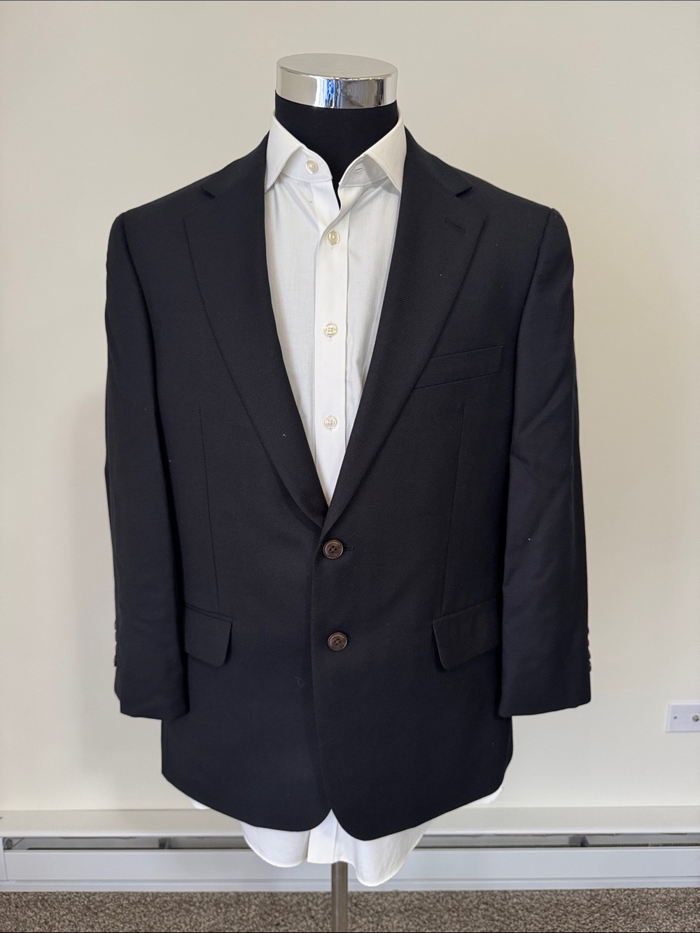 Joseph Abboud mens 42S black 2-button 100% wool Reda fabric sport coat EUC
